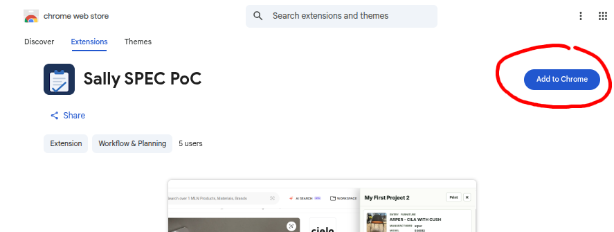 Sally's Chrome Web Store listing