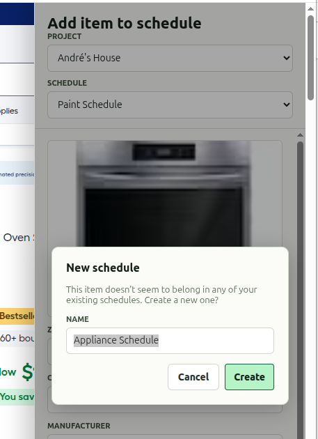 The new-schedule prompt